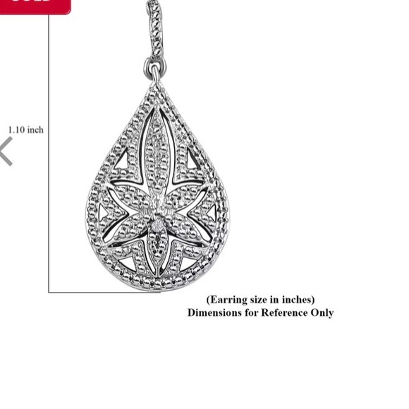 EverTrue White Diamond Accent Floral Earrings in Platinum Bond - Picture 5 of 6